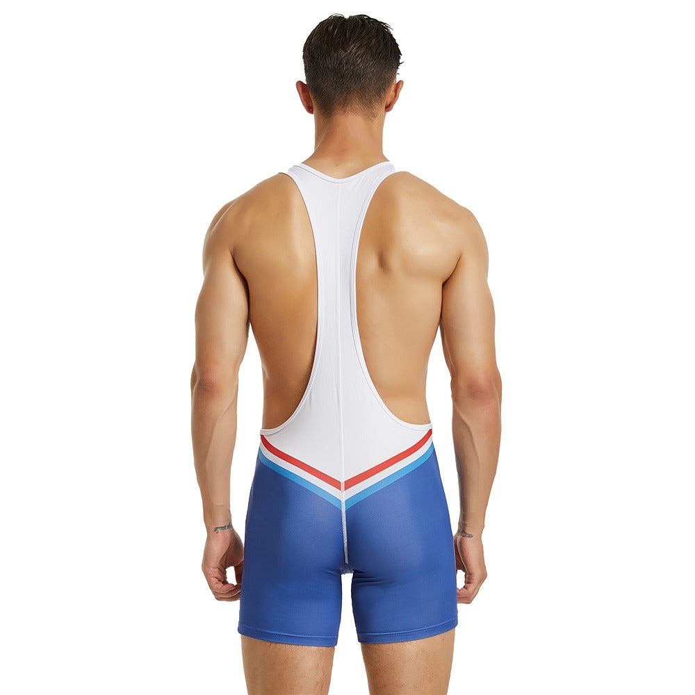 New Mens Tank Top Training Suit Sports Tank Top Wrestling Suit Mens Fitness Swimming Shark Pants